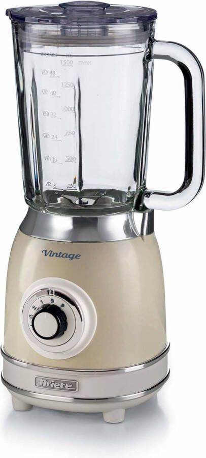 Ariete 0583 03 Vintage Blender 1100 Watt glazen kan 1 5 liter inhoud Ice crush Beige