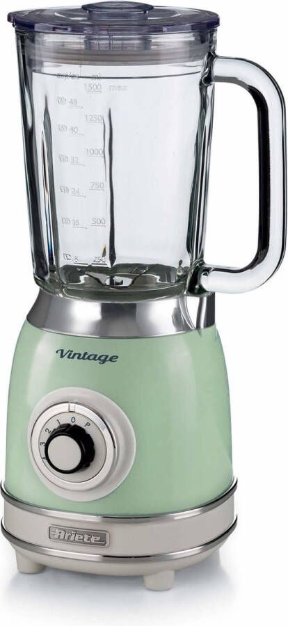 Ariete 0583 04 Vintage Blender 1100 Watt glazen kan 1 5 liter inhoud Ice crush Groen