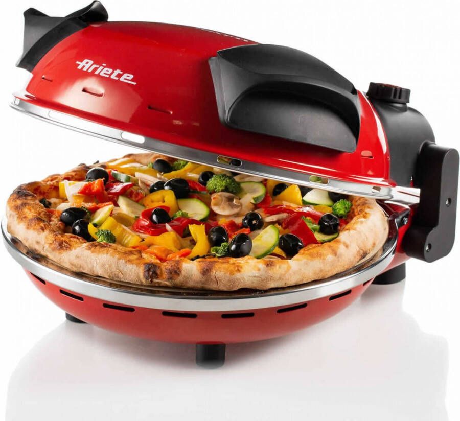 Ariete 0917 00 PIZZA IN 4 'MINUTES pizzaoven 1200W timer diameter 32 cm tot 400°C rood