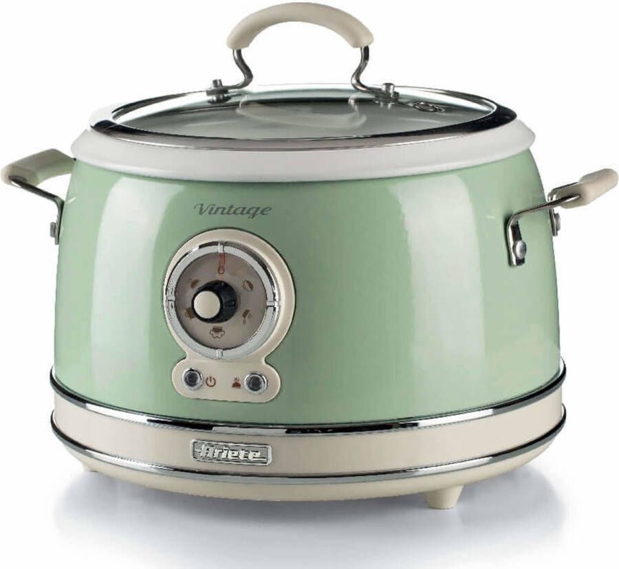 Ariete 2904 04 Vintage Slowcooker & XL Rijstkoker totaal 3.5 Liter inhoud 700 Watt warmhoudfunctie Groen