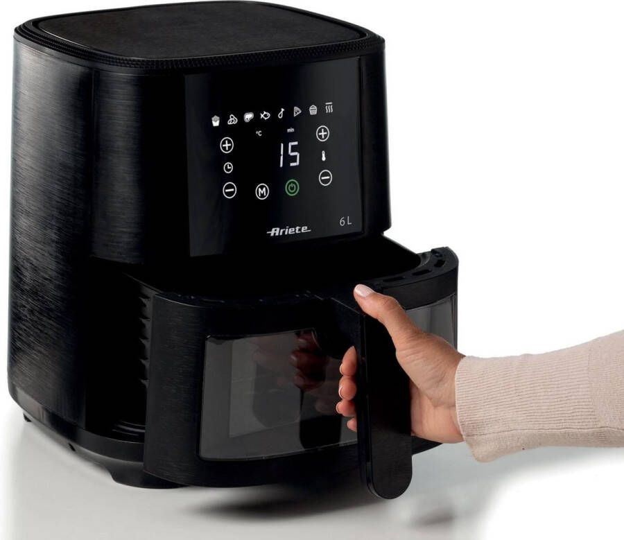 Ariete 4626 00 Air Fryer XXL Heteluchtfriteuse 1300W 6 liter Digital Touchscreen 8 Automatische Programma's- zwart