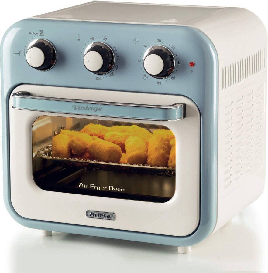 Ariete 4632 05 Vintage Airfryer & Oven 16 liter 1400 Watt timer draaispit roterende mand blauw