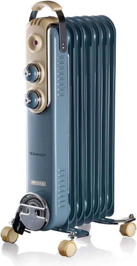 Ariete Elektrische Kachel Retro Verwarming Elektrische Olieradiator Radiator 7 Vinnen (1500 Watt) Vintage Blauw