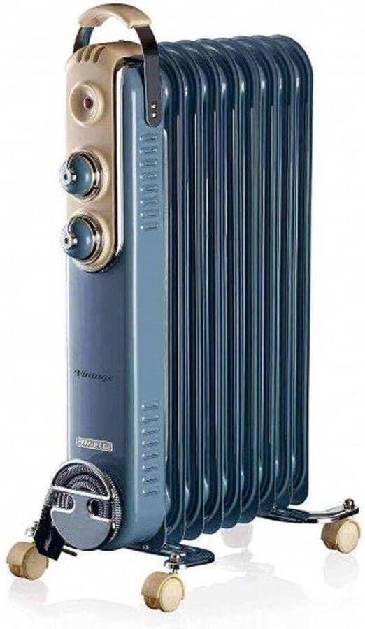 Ariete Elektrische Kachel Retro Verwarming Elektrische Olieradiator Radiator 9 Vinnen (2000 Watt) Vintage Blauw