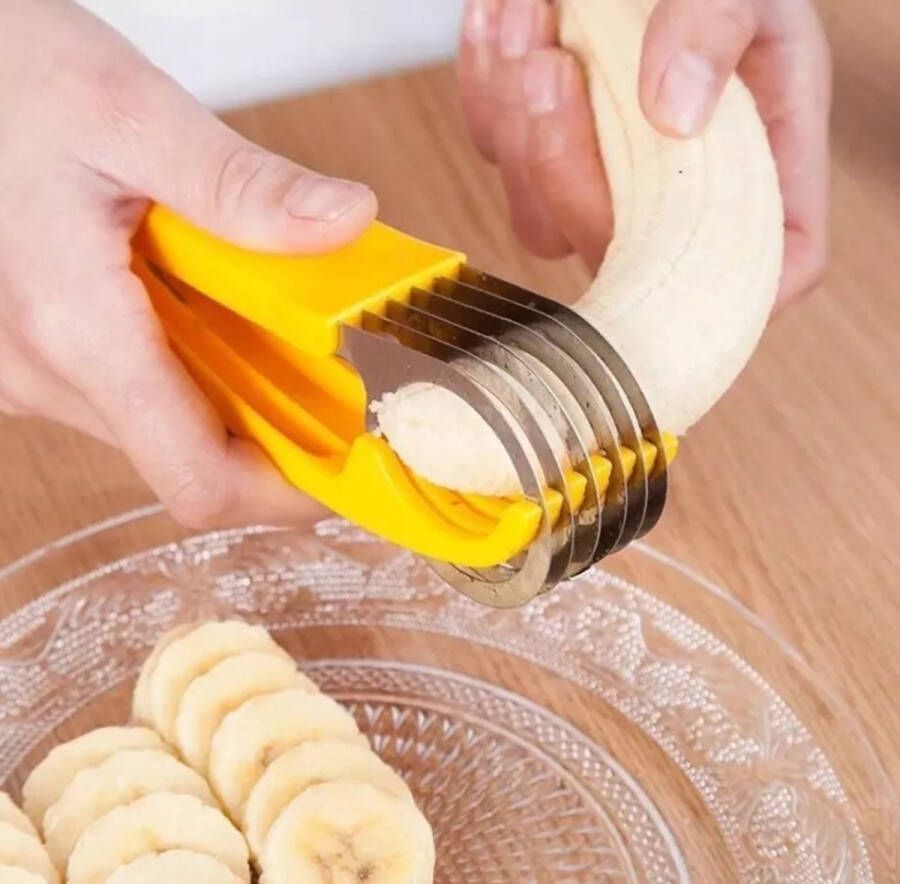 Ariko Bananen snijder fruit snijder bananensnijder worst komkommer wortel keukengereedschap geel