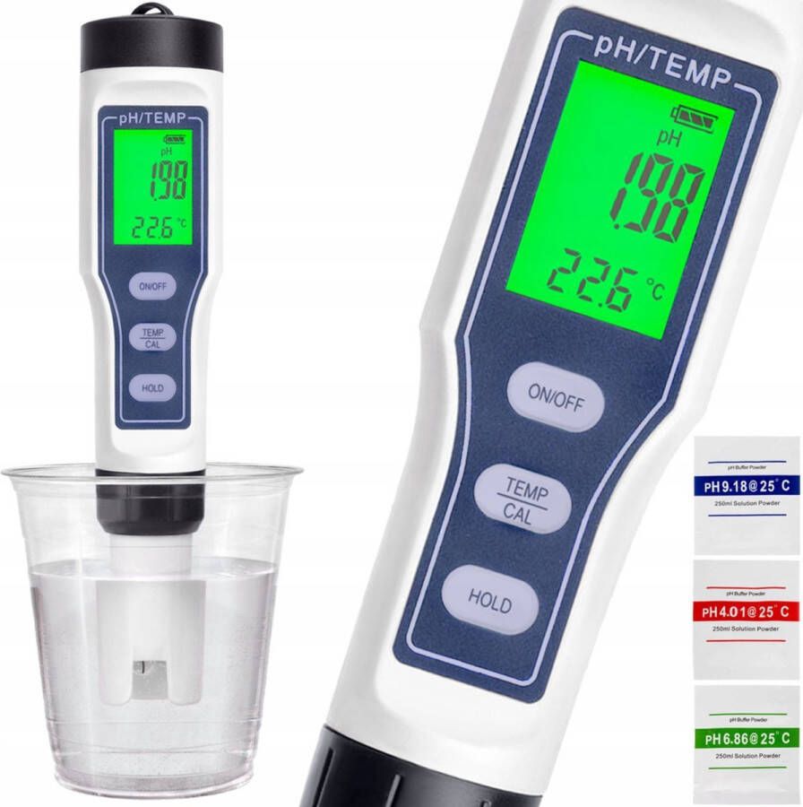 Ariko Digitale PH meter Thermometer Watertester Waterdicht Incl Batterijen