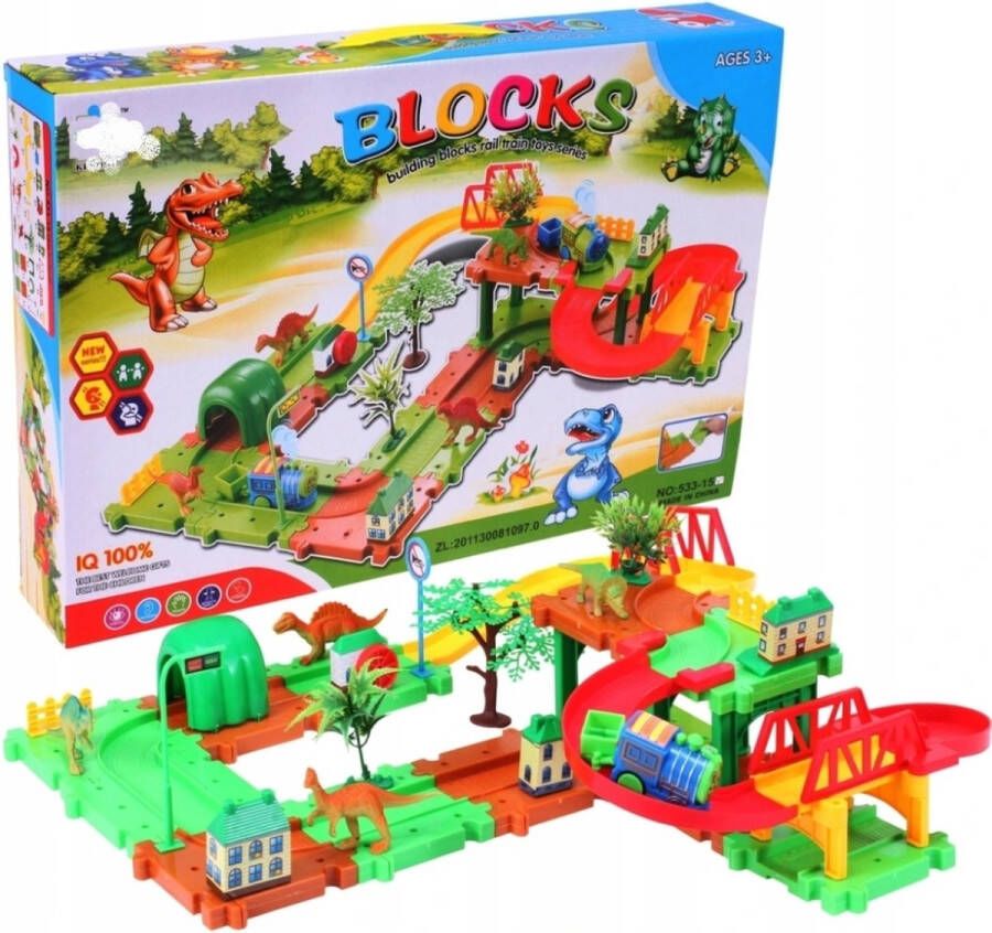 Ariko Dino treinbaan Dinosaurus spoor puzzel spoorweg locomotief inclusief batterij