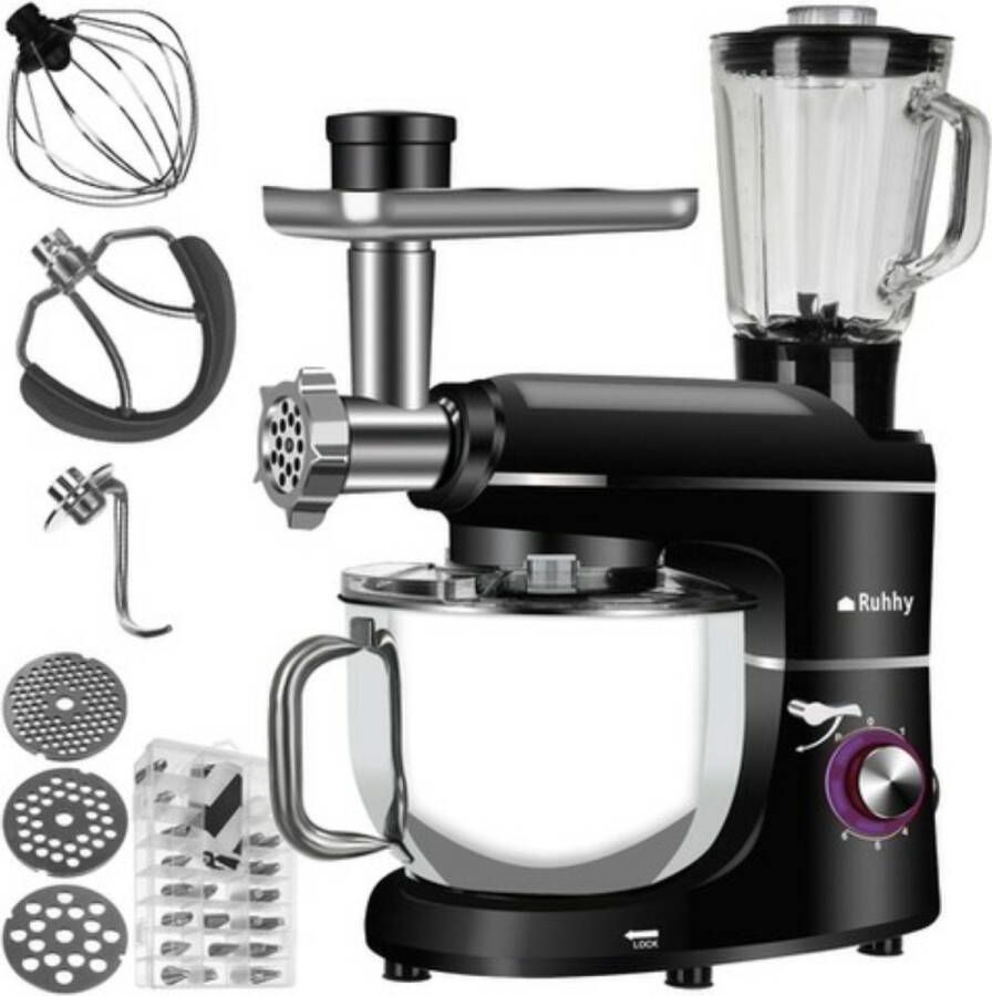 Ariko Keukenmachine Blender Mixer Gehaktmolen Vleesmolen Foodprocessor 3 in 1 2200W zwart