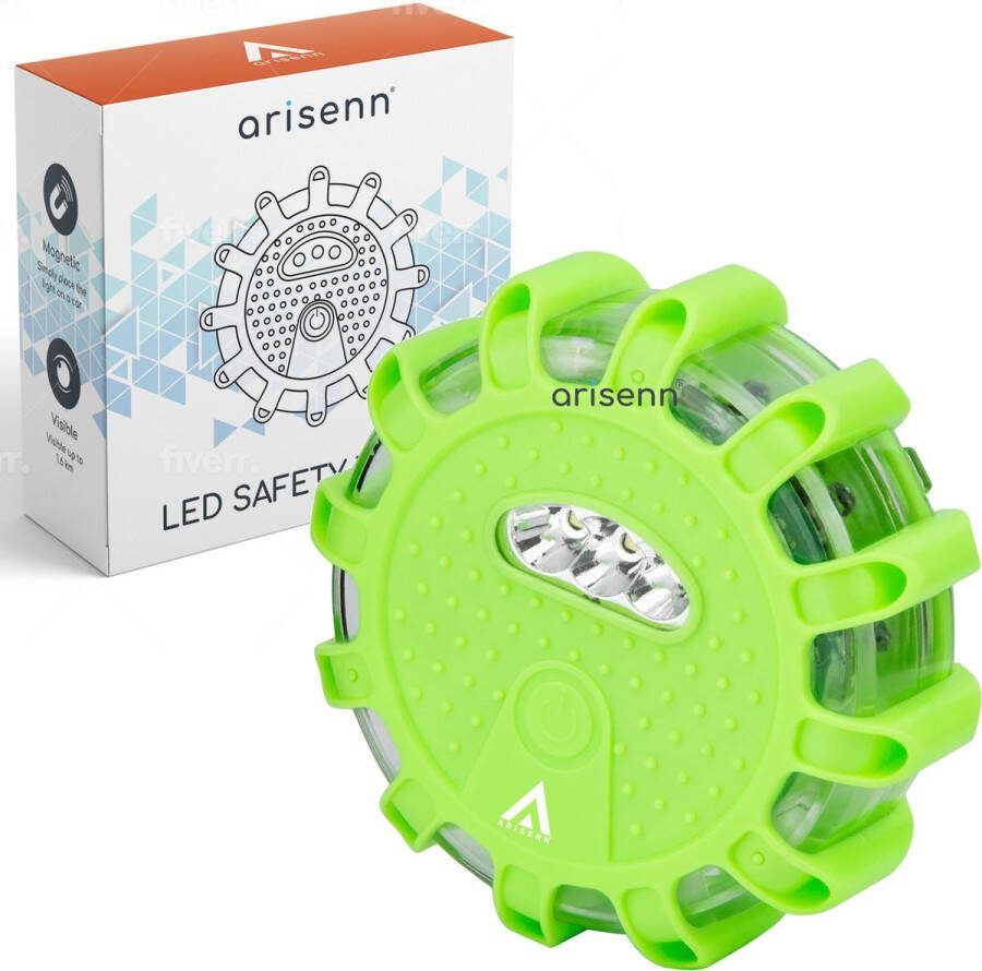 ARISENN Noodverlichting Zwaailamp 12 LED Oranje met magneet 9 lichtstanden zwaailicht nood en waarschuwings licht felle noodlamp incl. magneet Alarmlicht Magnetische noodverlichting Groen