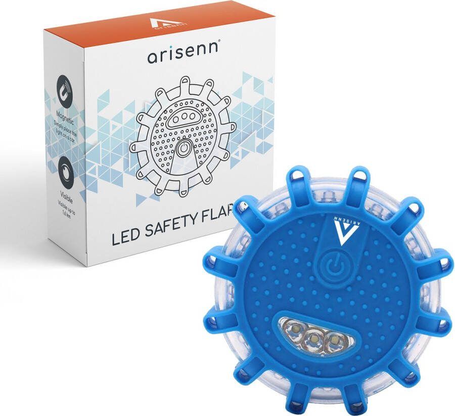 ARISENN Noodverlichting Zwaailamp OPLAADBAAR 12 LED Oranje met magneet 9 lichtstanden zwaailicht nood en waarschuwings licht felle noodlamp incl. magneet Alarmlicht Magnetische noodverlichting Blauw