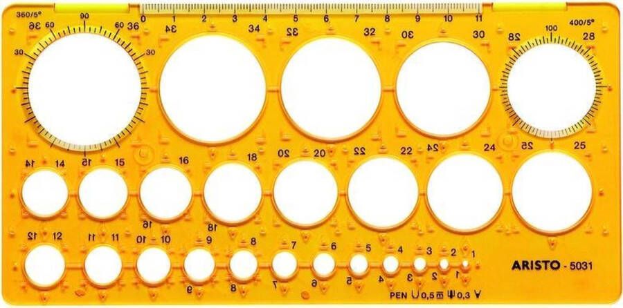 Aristo cirkelsjabloon cirkels 1-36 mm 25 cirkels AR-5031