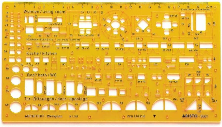 Aristo sjabloon architect-combisjabloon schaal 1 : 100 AR-5061