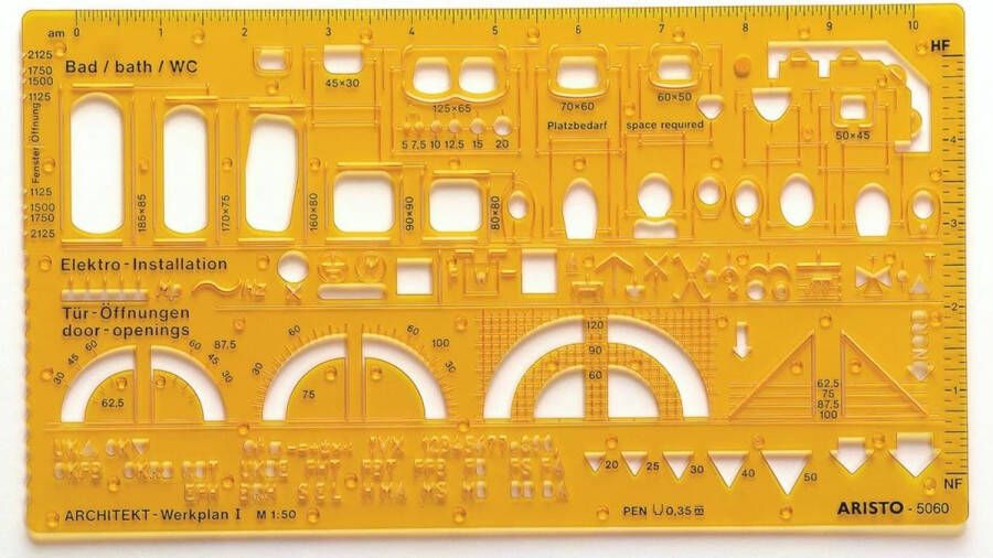 Aristo sjabloon architect-combisjabloon schaal 1 : 50 AR-5060