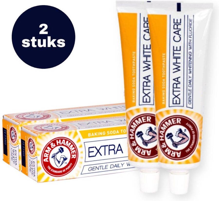 ARM & HAMMER 2 Tubes Whitening Tandpasta Extra White 125 gram Baking Soda Witte Tanden Wittere Tanden Tandpasta Whitening Voordeelverpakking
