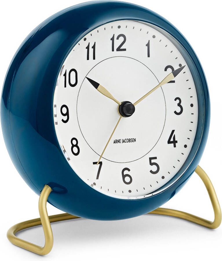Arne Jacobsen Station Table Clock Wekker Petroleum Blauw Ø 11 cm 43678