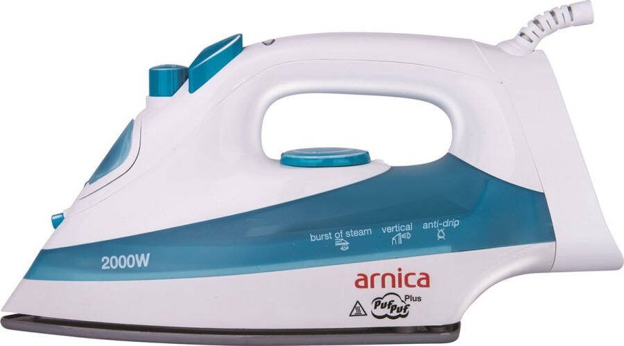 Arnica Flora Strijkijzer 2000 W Stoomstrijkijzer Krachtige Stoom Keramische Zool Antidrup Blauw