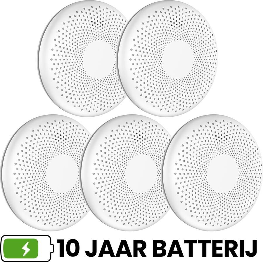 Aroha Safety Pro Combimelder 10 jaar batterij Rookmelder & Koolmonoxidemelder CO melder & Brandmelder 5 set