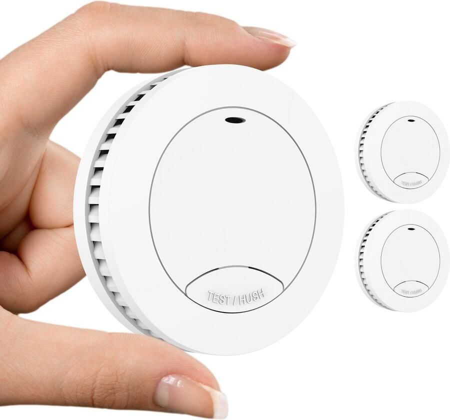 Aroha Safety Pro Mini Rookmelder 10 jaar batterij & sensor Extra dun design rookmelder Slaapkamer vriendelijke brandmelder 2 stuks