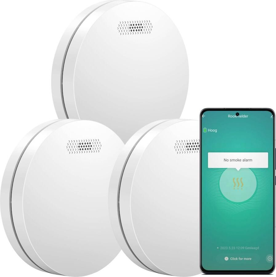 Aroha Smart Connect Rookmelder 10 jaar batterij Slimme rookmelder WiFi Smart brandmelder met app Tuya Smart & SmartLife Multipack 3 set