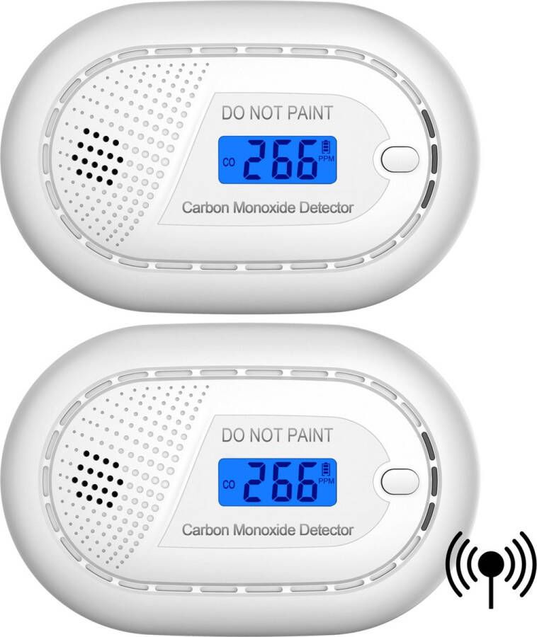 Aroha Link Koolmonoxidemelder 10 jaar batterij Koppelbare CO melder Koolstofmonoxidemelder CO meter & CO gas detector koppelbaar 2 stuks