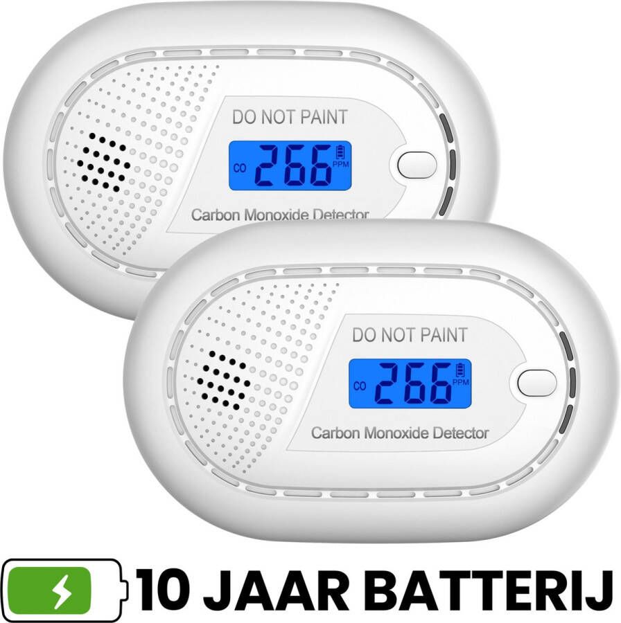 Aroha Safety Pro Koolmonoxidemelder CO melder met 10 jaar batterij Draagbare koolstofmonoxidemelder CO meter & CO gas detector met alarm Multipack 2 set