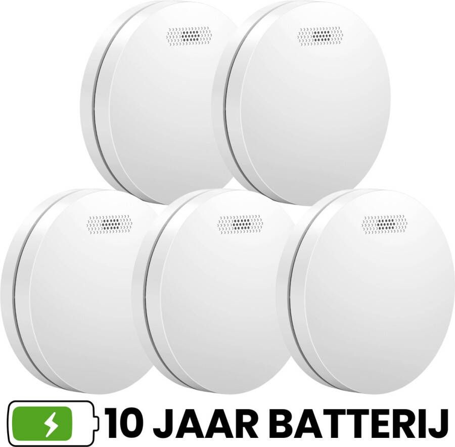 Aroha Rookmelders met 10 jaar batterij & sensor Extra dun design rookmelder & brandmelder Voldoet aan alle EU normen 5 set