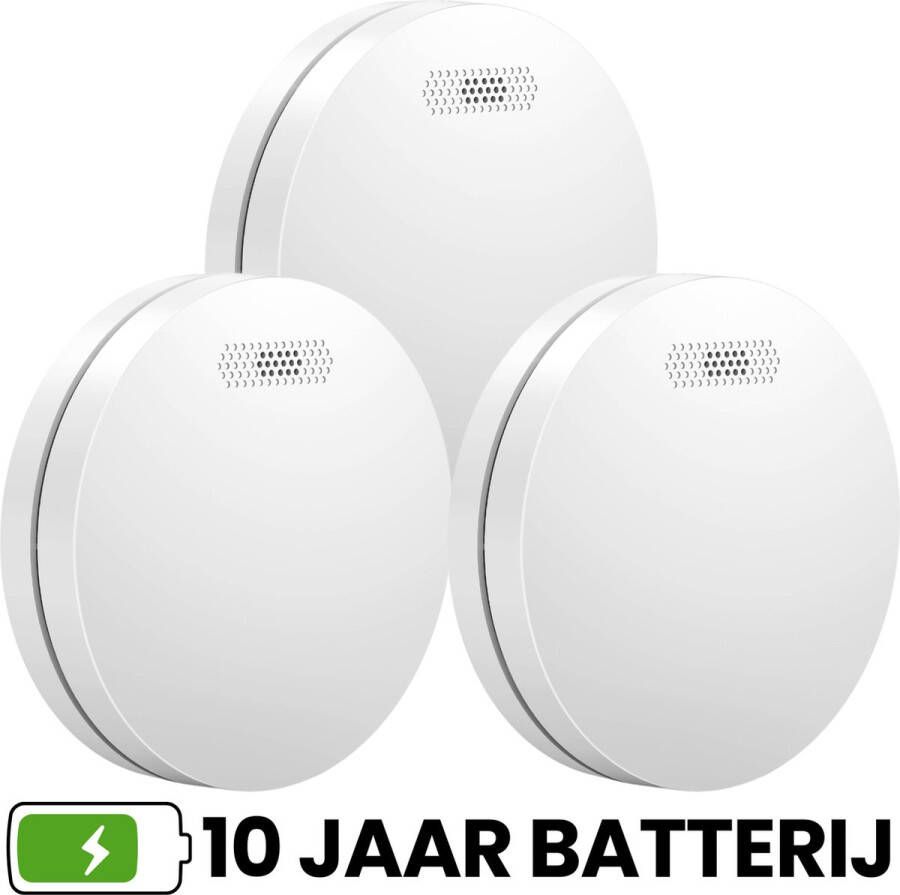 Aroha Rookmelders met 10 jaar batterij & sensor Extra dun design rookmelder & brandmelder Voldoet aan alle EU normen 3 set