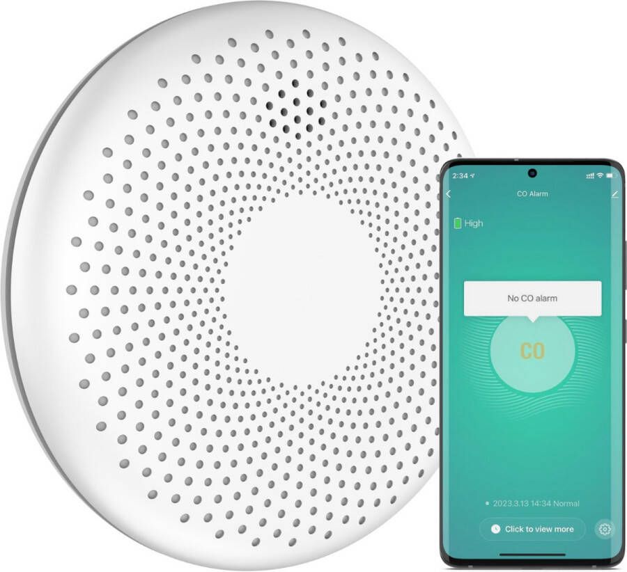 Aroha Smart Connect Combimelder 10 jaar batterij Slimme Rookmelder & Koolmonoxidemelder met WiFi Smart combimelder met app Tuya & Smartlife Brandmelder & CO melder CO meter