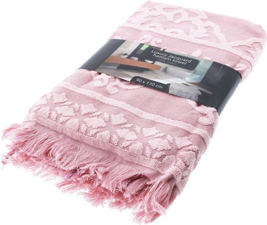 Arowell Luxe Jacquard Hamamdoek Fouta Hammamdoek 100% Katoen 90 x 170 cm Oud Roze