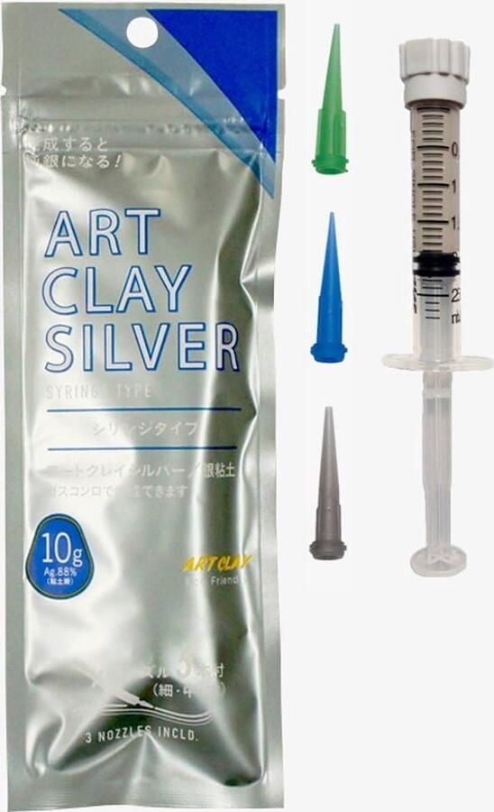 Art Clay Silver Syringe zilverklei spuitpasta 10 gr incl 3 spuitmondjes