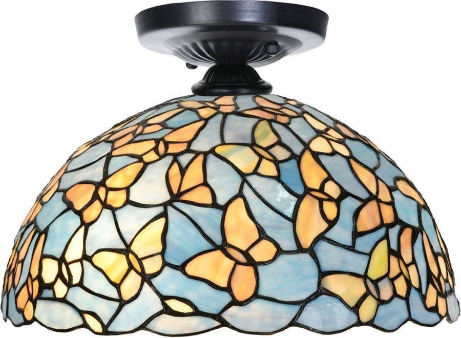 Art Deco Trade Coloured by Art Deco Trade Tiffany plafonnière zwart met Fly Away Ø 35