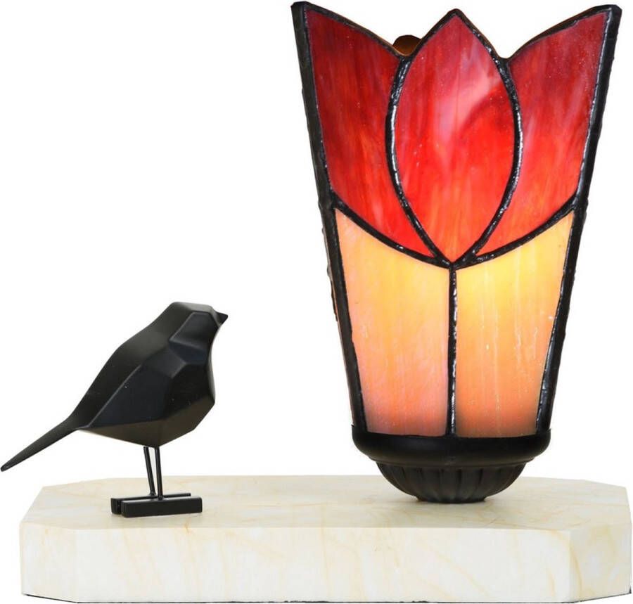Art Deco Trade Coloured by Art Deco Trade Tiffany tafellamp sculptuur Ballade van een Vogel Fleur de Vanneau Kievitsbloem