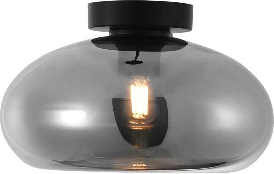 Artdelight Plafondlamp Paradise Ø 28 cm rook glas zwart