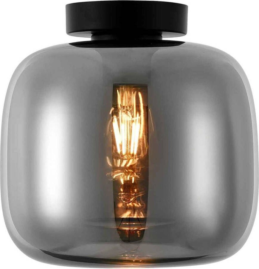 Lamponline Artdelight Plafondlamp Preston Ø 24 Cm Rook Glas Zwart