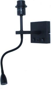 Artdelight Quad Wandlamp zwart met flex leeslamp & USB Modern 2 jaar garantie