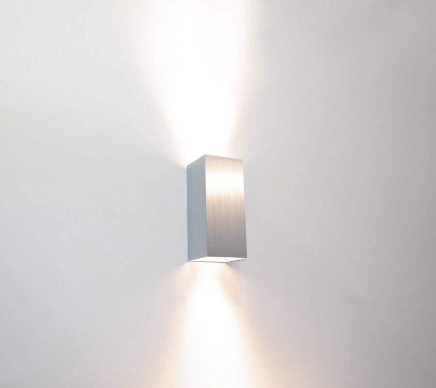 Artdelight Wandlamp Dante – 2 lichts Aluminium 15 5 x 6 5 cm – Excl. Gu10 – HUE geschikt – up en down wandlamp – strakke wandlamp – wandlamp woonkamer – moderne wandlamp LED wandlamp