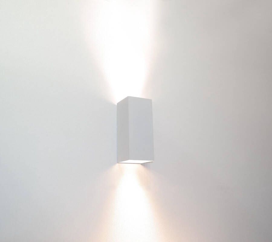 Artdelight Wandlamp Dante – 2 lichts wit 15 5 x 6 5 cm – Excl. Gu10 – HUE geschikt – up en down wandlamp – strakke wandlamp – wandlamp woonkamer – moderne wandlamp LED wandlamp witte wandlamp