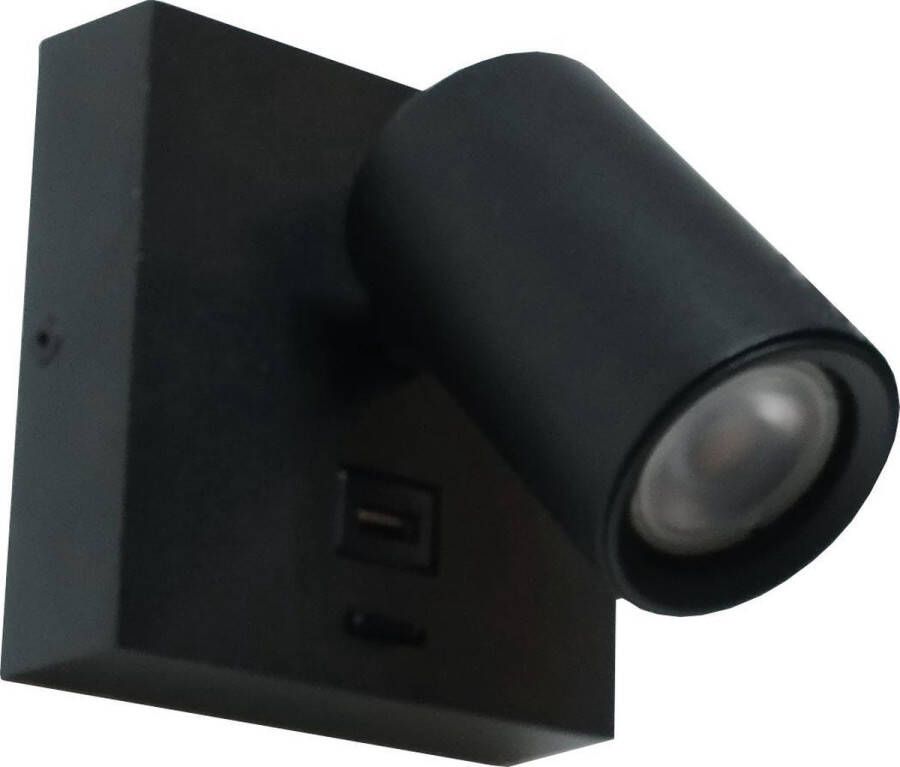 Artdelight Wandlamp Master LED Zwart USB GU10 LED 6W 2700K IP20 > wandlamp binnen | wandlamp zwart | leeslamp | bedlamp | led lamp | usb aansluiting lamp