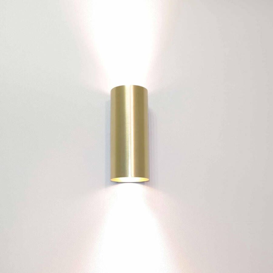 Artdelight Wandlamp Roulo 2 lichts H 15 4 Ø 6 5 cm mat goud