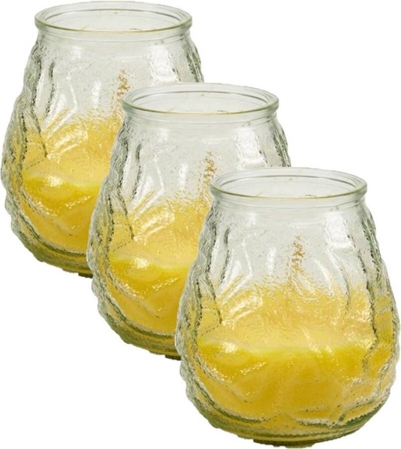 Arte r 3x stuks windlichten geurkaarsen citronella glas 10 cm Sfeerlichten citronellageur Waxinelichtjes Anti-muggen citronella