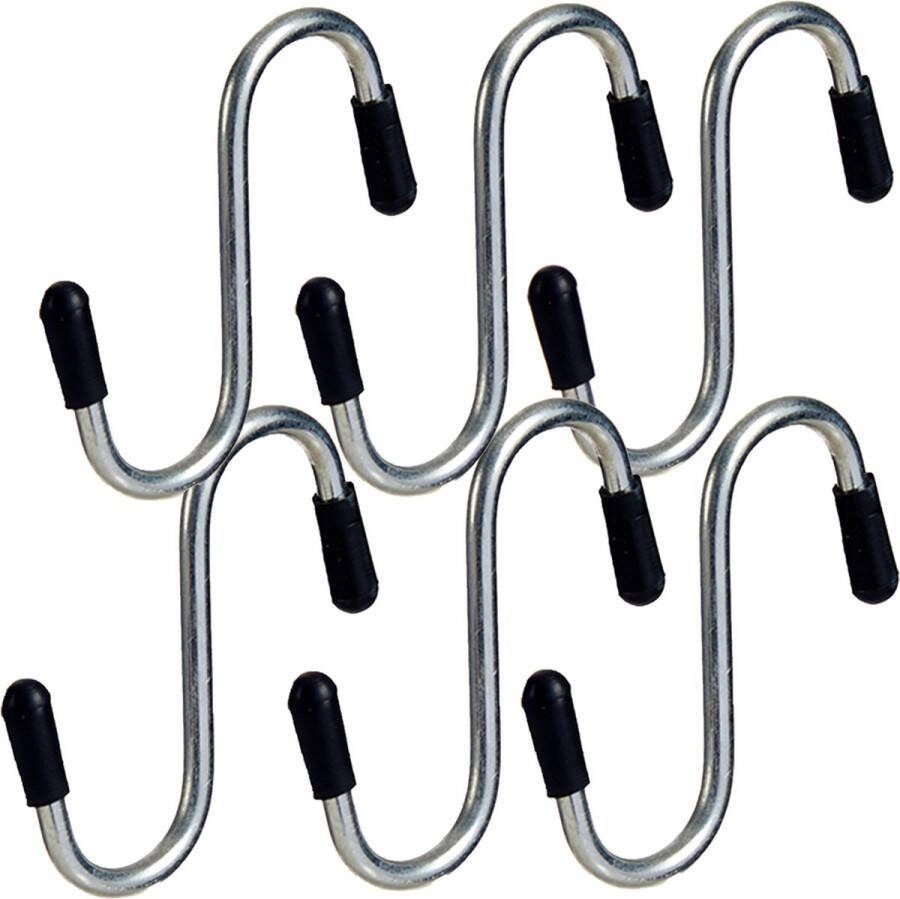 Arte r 7x stuks S-haken ophanghaakjes met zwarte beschermlaag 18 cm Handdoekhaakjes