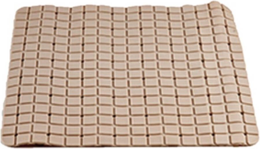 Arte r Badmat douchemat mocca bruin vierkant patroon 50 x 50 cm Anti-slip mat voor in de douchecabine