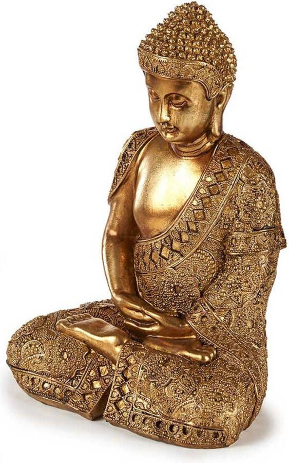 Arte r Boeddha beeld polyresin goud zittend 33 cm voor binnen Beeldjes