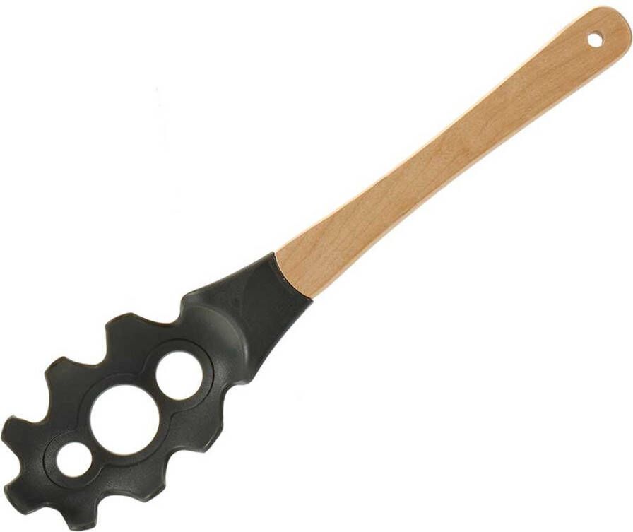 Arte r Kook keuken gerei spaghetti opschep lepel zwart bruin kunststof hout 38 cm Soeplepels