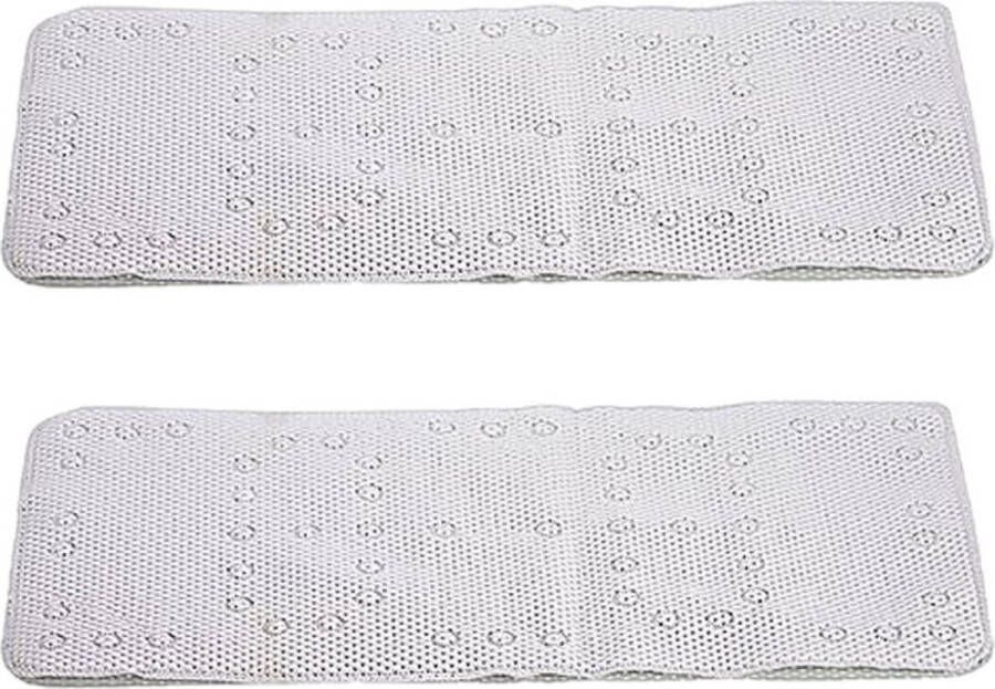 Arte r Set van 2x stuks badmatten douchematten melkwit 43 x 90 cm Anti-slip mat voor in de douchecabine