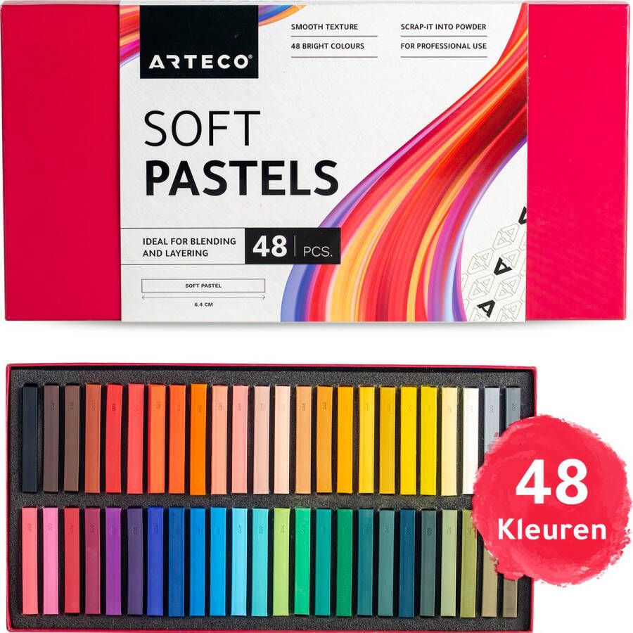 Arteco 48 Soft Pastels – Zacht Pastelkrijt voor Volwassenen – Krijt