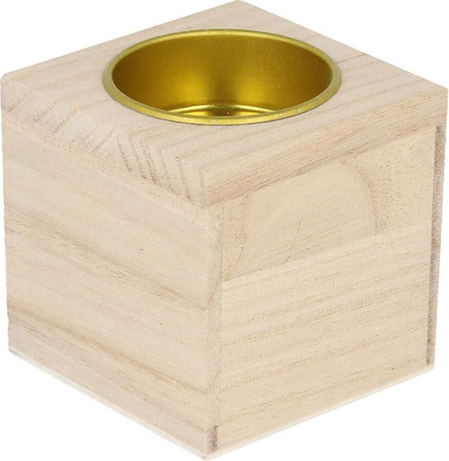 Artemio houten kaarsenhouder 6x6 cm