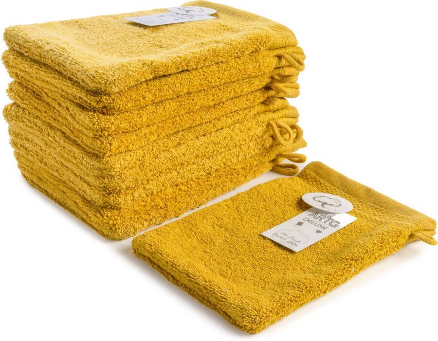 ARTG Towelzz® ARTG® DeLuxe Washandjes 700 grams kwaliteit 16 x 21 cm Mosterdgeel Mustard SET van 10 stuks