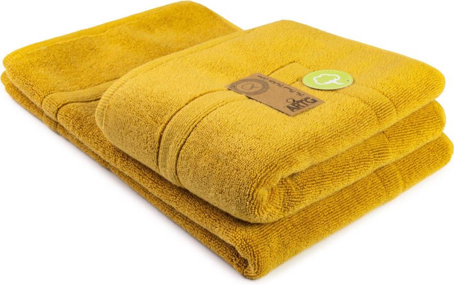 ARTG Towelzz® Badmat 100% Katoen Zware kwaliteit 50 x 80 cm Donkergeel Mustard SET van 2 stuks