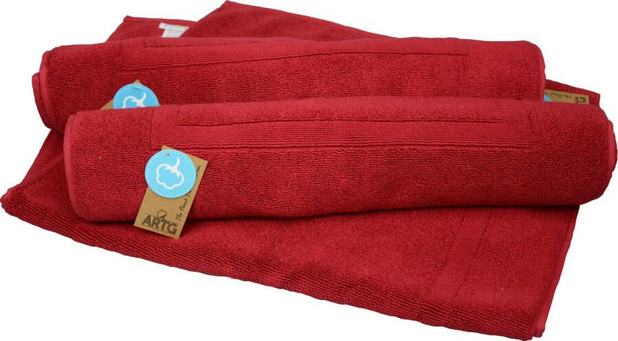 ARTG Towelzz® Badmat 100% Katoen Zware kwaliteit 50 x 80 cm Donkerrood Deep Red SET van 2 stuks